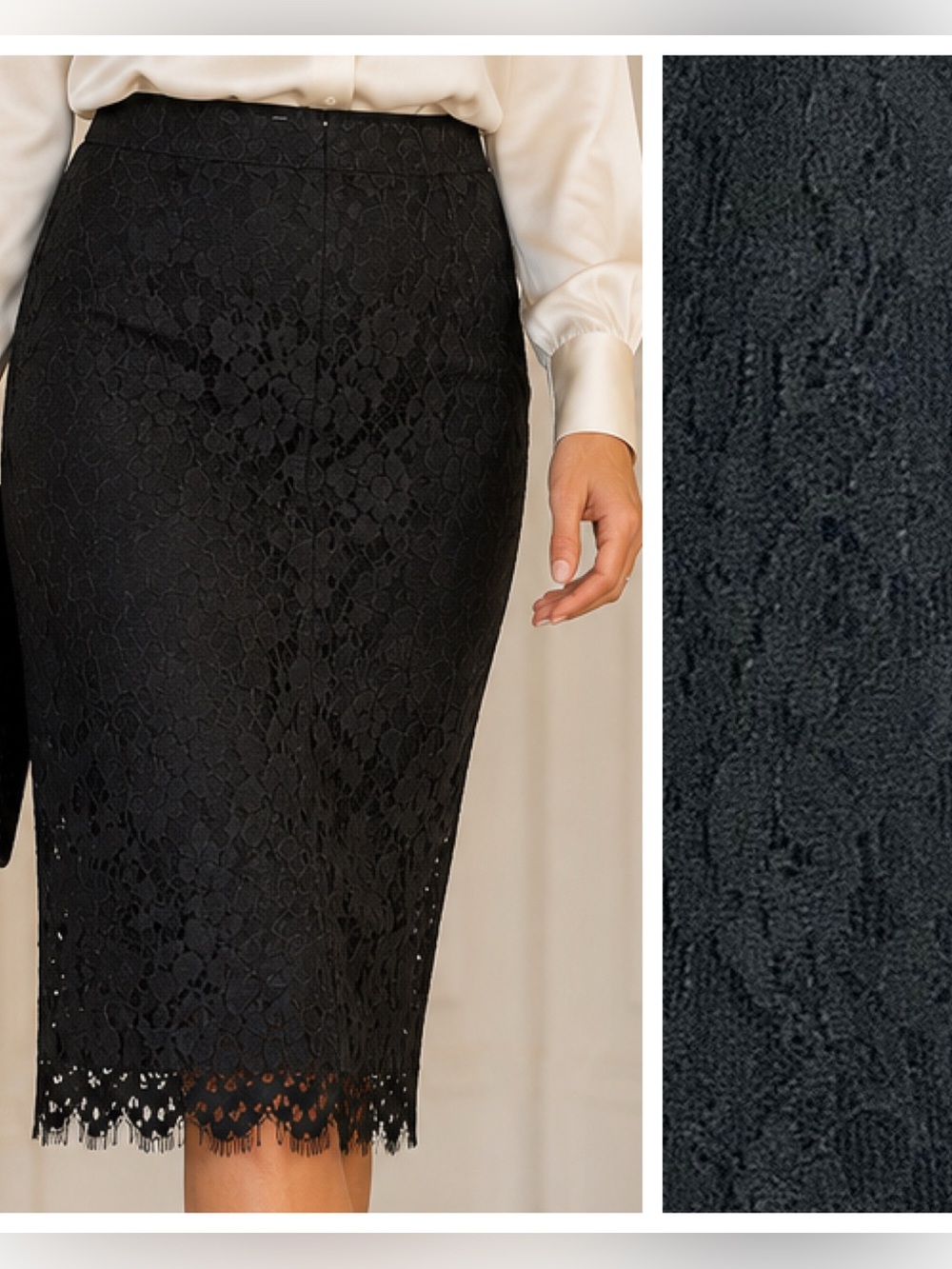 Kate Hill Black Lace Pencil Skirt